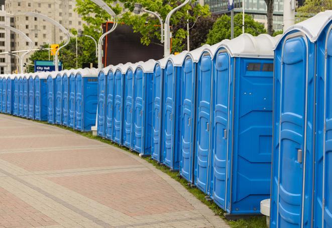Seasonal porta potty units set up at a Hanover, Pennsylvania venue